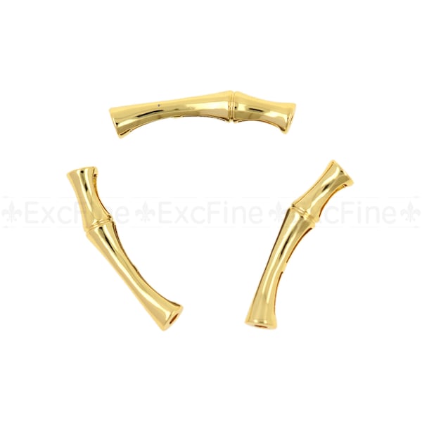 Simple Brass Bamboo Beads, Gold Plated Bamboo Beads, For DIY Bracelet Necklace Making, 30x5.5mm