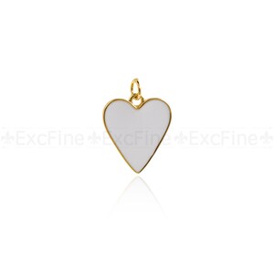 18K Gold Filled Enamel Heart Charm,Multi-color Heart Pendant,DIY Simple Jewelry Accessories 18x16mm White