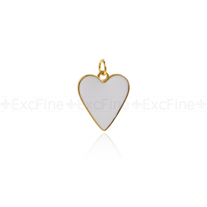 18K Gold Filled Enamel Heart Charm,Multi-color Heart Pendant,DIY Simple Jewelry Accessories 18x16mm White