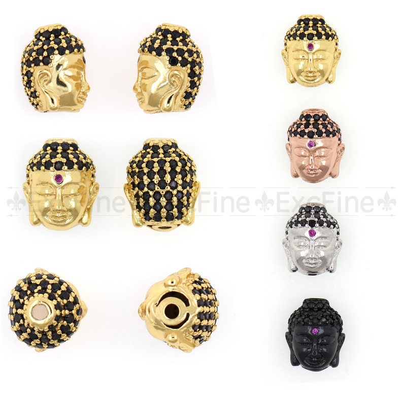 Black CZ Buddha Head Beads,Cubic Zirconia Charm,DIY Buddhism\u00a0 Jewelry Finding 12X14X6mm \u00a0