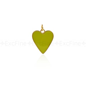 18K Gold Filled Enamel Heart Charm,Multi-color Heart Pendant,DIY Simple Jewelry Accessories 18x16mm Yellow