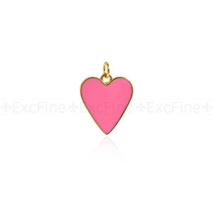 18K Gold Filled Enamel Heart Charm,Multi-color Heart Pendant,DIY Simple Jewelry Accessories 18x16mm Pink