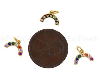 Gold Delicate Rainbow Pendant Necklace 