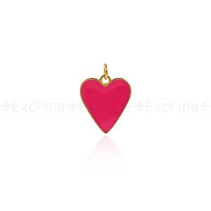 18K Gold Filled Enamel Heart Charm,Multi-color Heart Pendant,DIY Simple Jewelry Accessories 18x16mm Hot Pink