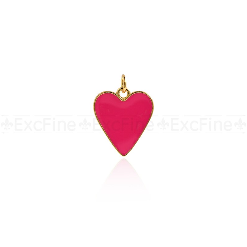 18K Gold Filled Enamel Heart Charm,Multi-color Heart Pendant,DIY Simple Jewelry Accessories 18x16mm Hot Pink