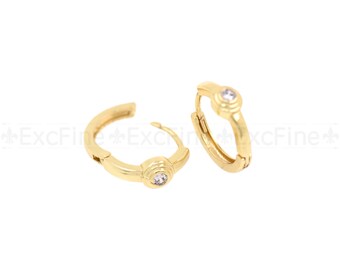 Brass Solitaire Hoop Earrings, Minimalist Earrings, Earring Accessories, Jewelry Supplies, 16x14x5mm