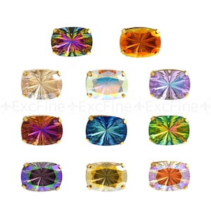 Rectangle Rhinestone Crystal Beads Bling  Sew on Crystals Octagon Rectangle Glass Crystal Rhinestones Flat Back In Prong Setting   10Pcs