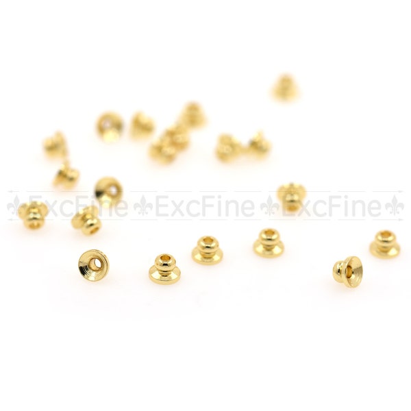 Tiny Raw Brass Spacer Bead Caps,Gold Plated End Caps,Round Base Bead 5x3.5mm