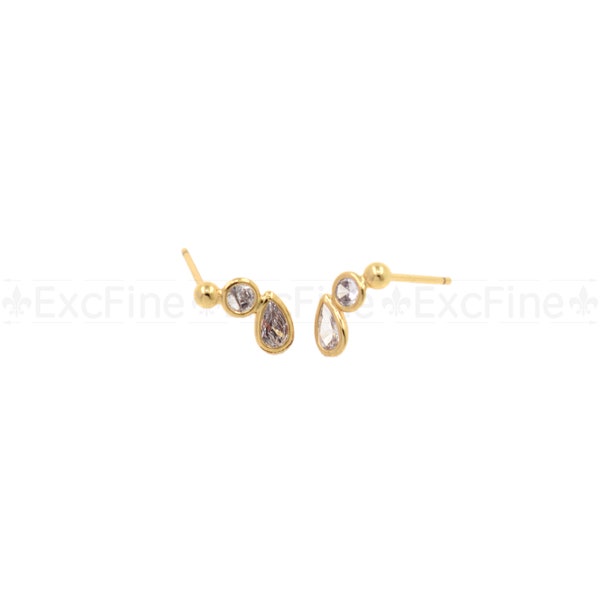 18K Filled Gold Drop-Shaped Zircon Stud Earrings, Geometric Jewelry for DIY Jewelry Designs, 10x4.5mm
