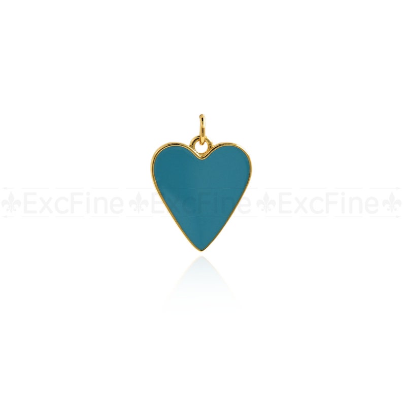 18K Gold Filled Enamel Heart Charm,Multi-color Heart Pendant,DIY Simple Jewelry Accessories 18x16mm Turquoise