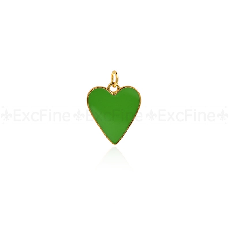 18K Gold Filled Enamel Heart Charm,Multi-color Heart Pendant,DIY Simple Jewelry Accessories 18x16mm Green