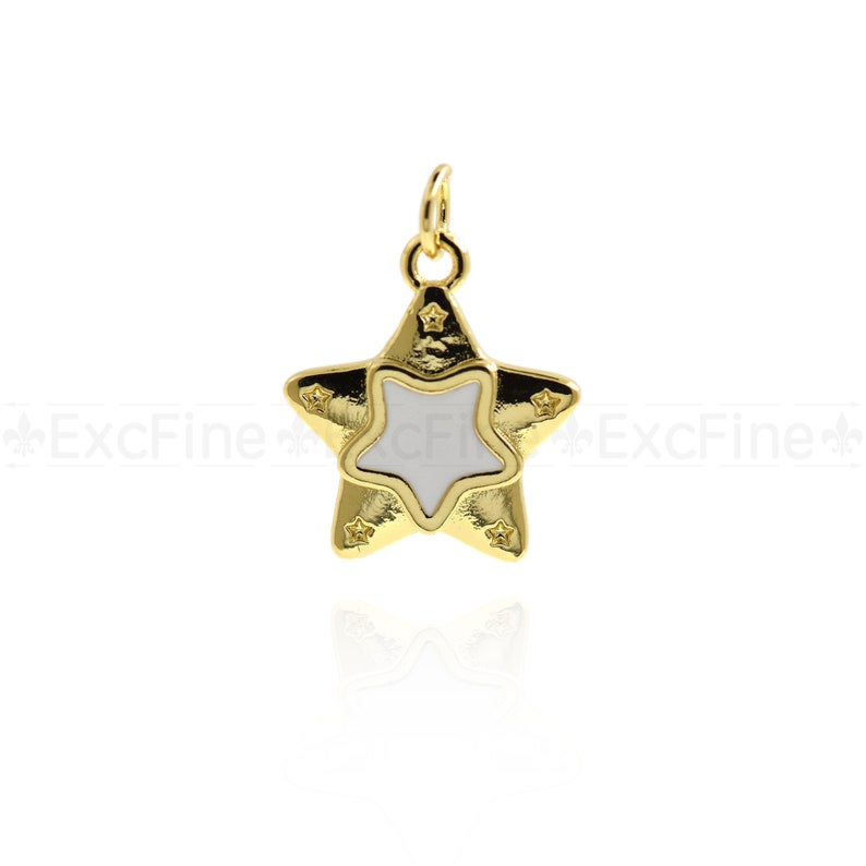 Shiny 18K Gold Filled Enamel Star Craft Fashion Pendant Unisex Gift Choice 18x16mm