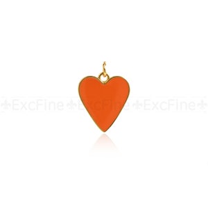 18K Gold Filled Enamel Heart Charm,Multi-color Heart Pendant,DIY Simple Jewelry Accessories 18x16mm Orange