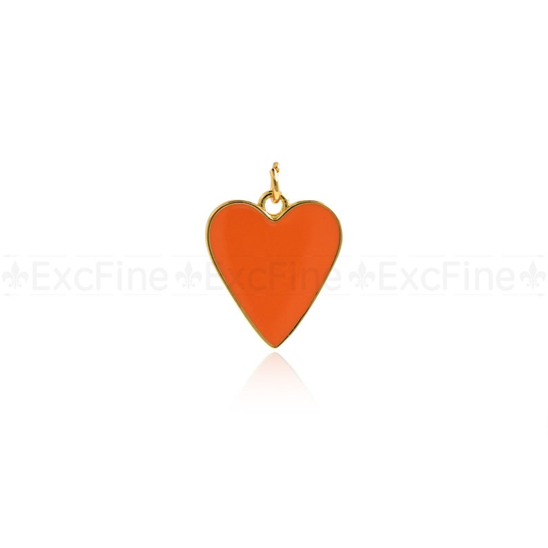 18K Gold Filled Enamel Heart Charm,Multi-color Heart Pendant,DIY Simple Jewelry Accessories 18x16mm Orange