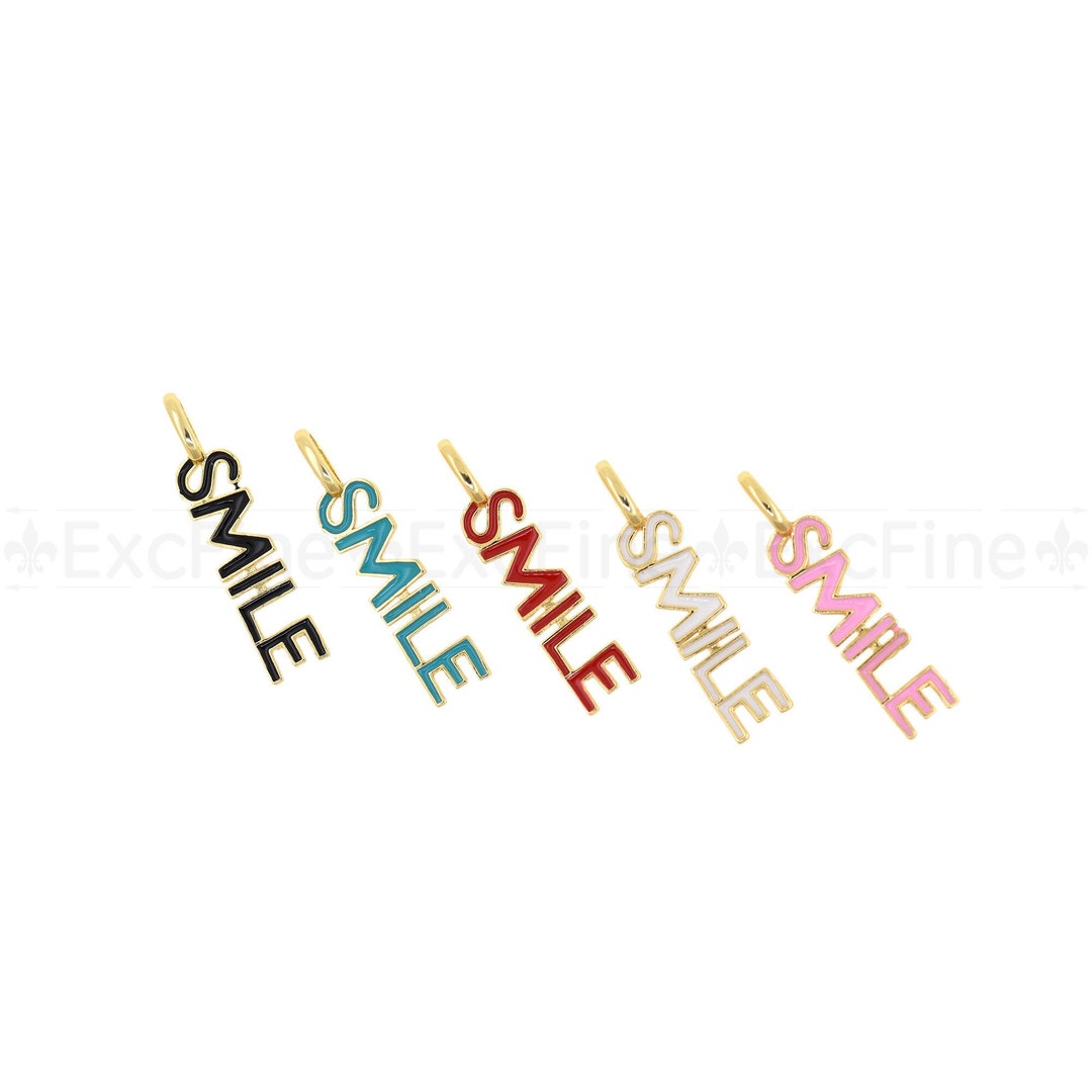 Brass Colorful Enamel Letter SMILE Pendant Enamel Charm DIY - Etsy
