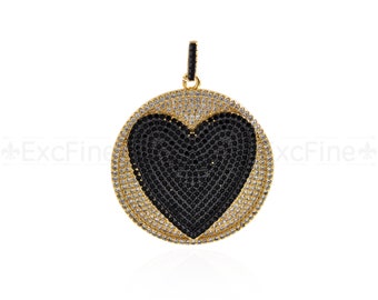 18K Round Heart Shaped Zircon Pendant Necklace, Gifts for Lovers, DIY Jewelry Making Accessories
