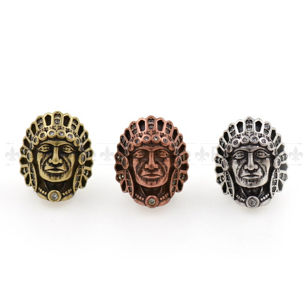 Vintage Style Indian Head Jewelry Charms, Jewelry DIY Material,Men's Personality Decoration Small Objects 13x15mm