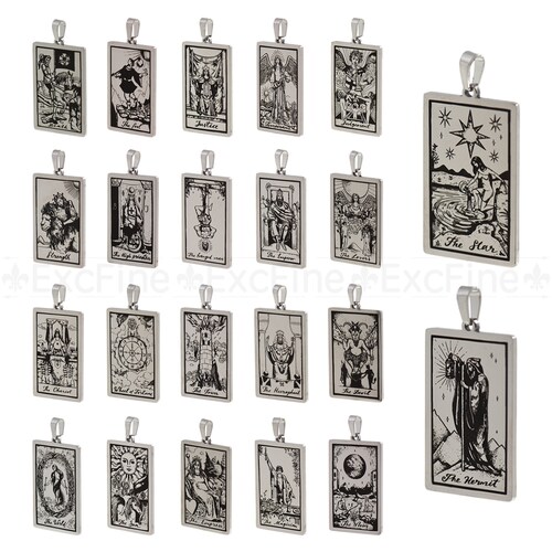 Stainless Steel Tarot Card Necklace Pendanttarot Card Etsy