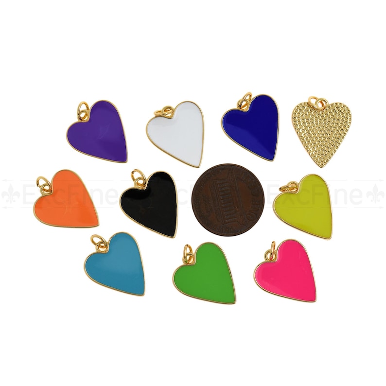 18K Gold Filled Enamel Heart Charm,Multi-color Heart Pendant,DIY Simple Jewelry Accessories 18x16mm MixColor