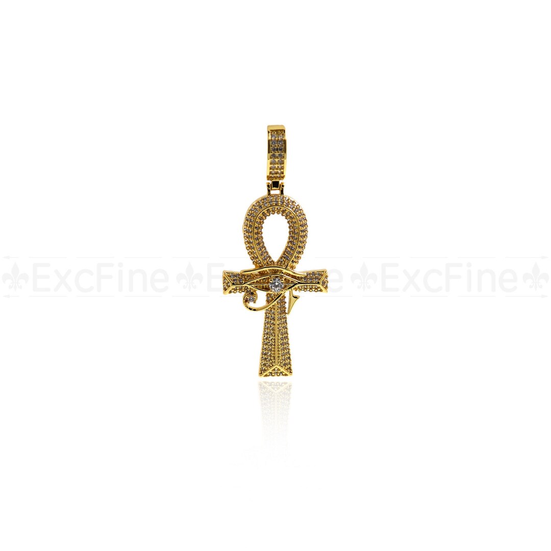 18K Evil Eye Cross Pendant Necklace Religious Etsy