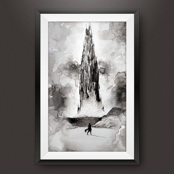 Drawing painting poster "The Dark Tower" in limited edition for wall decoration, A2 format