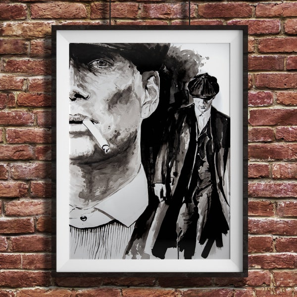 Drawing painting poster Tommy Shelby, Peaky Blinders in limited edition for wall decoration, A2 format