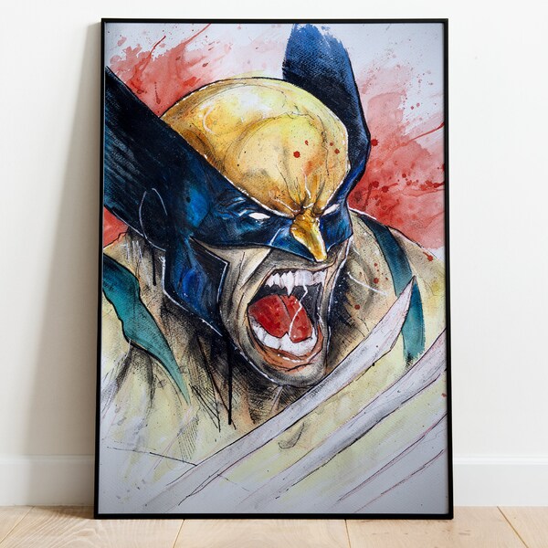 Wolverine limited edition poster drawing for wall decoration, A2 format