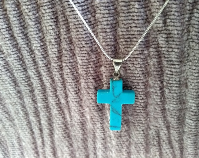 Sterling Silver Fine Sterling Silver Necklace of Real Silver Stamped 925 with Semi Precious Cross