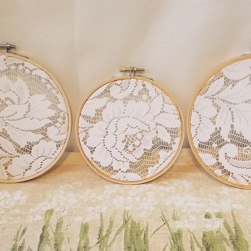 Boho Lace Hoops Set Wall Collage Décor Embroidery Hoop Art Etsy