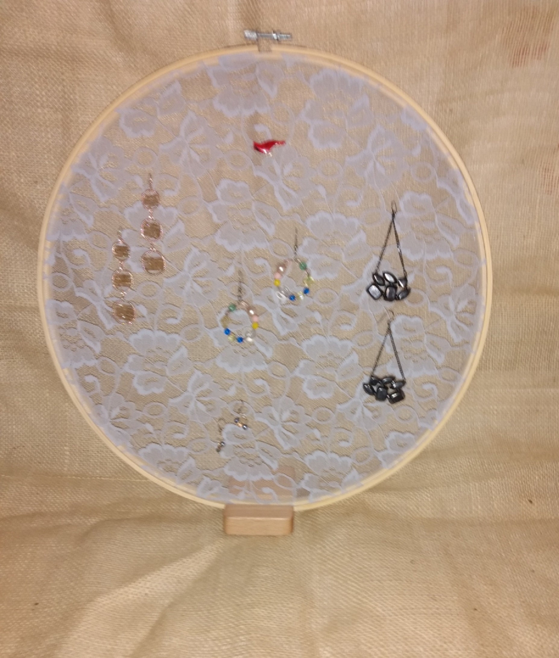 Gift Female, Large Jewelry Organizer, Embroidery Hoop Earring