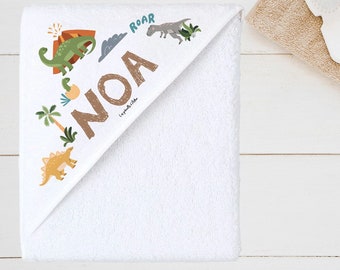 Child's bath cape / Bathrobe / Personalized / Dinosaurs/ Personalized baby bath towel