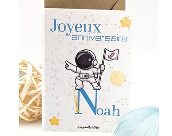 Saatkarte zum Pflanzen / Geburtstagskarte / Personalisierte Karte / Aussaatkarte / Saatpapier / Astronaut