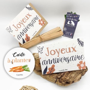 Carte à planter / Carte double / Carte à semer / Carte graines / Papier ensemencé / Carte anniversaire / Joyeux anniversaire