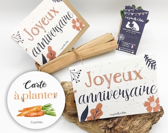 Carte à planter / Carte double / Carte à semer / Carte graines / Papier ensemencé / Carte anniversaire / Joyeux anniversaire