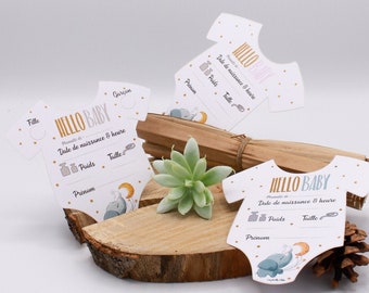 Cartes de jeux baby shower /Cartes Prononostic / Baby shower / baby pronostic / carte bodies / baby shower body