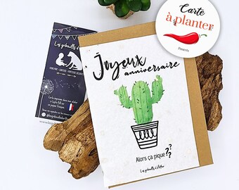 Carte à planter / Carte double / Carte à semer / Carte graines / Papier ensemencé / Carte anniversaire / Joyeux anniversaire