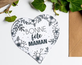 Cartes à planter / Carte cœur / Carte bonne fête / Carte à semer / Papier ensemencé / Bonne fête maman  / Cadeau fête des mères