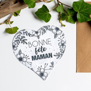 Cartes à planter / Carte cœur / Carte bonne fête / Carte à semer / Papier ensemencé / Bonne fête maman  / Cadeau fête des mères