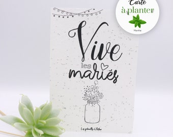 Carte graines à planter / Carte Double / Carte à semer / Papier ensemencé / Graines de fleurs / Cadeau mariage / Vive les mariés
