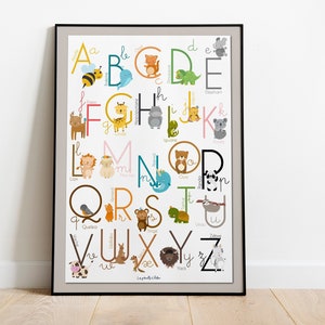 Children's ABC, alphabet poster, children's room decor poster