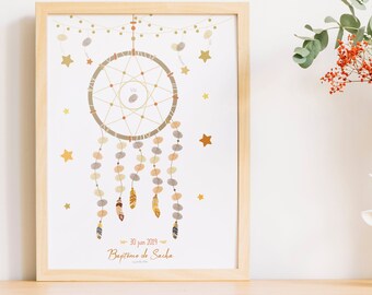 Catch Dream Footprint Tree - Póster de huella para bautizo o cumpleaños