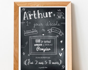 Personalized poster, back to school, souvenir poster, first day of school, first day poster, nanny