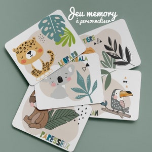 Jeu Memory enfant / Jeu carte memory personnalisé / Jeu de mémoire / Jungle / Animaux de la jungle