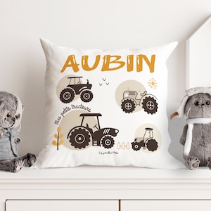 Coussin Tracteur Personnalisé 40x40 Cm - Impression Directe, Décoration Chambre Enfant Ou Salon