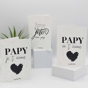 Cartes à planter / Cartes double / Bonne fête papi / Fête des grands pères / Carte à semer / Papier ensemencé / Cadeau papi