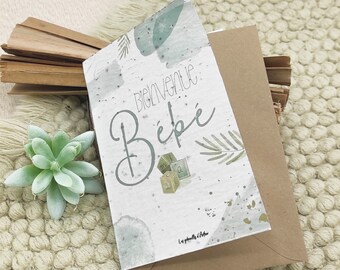 Zaadkaart om te planten / Dubbele kaart / Kaart om te zaaien / Welkom baby / Gefeliciteerd / Geboorte