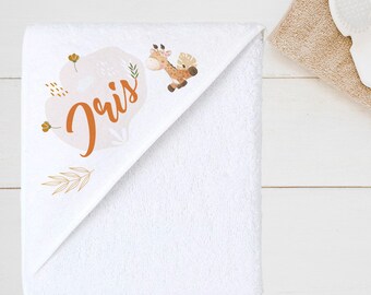 Capa de baño infantil / Salida al baño / Personalizada / Jirafa / Toalla de baño personalizada para bebé