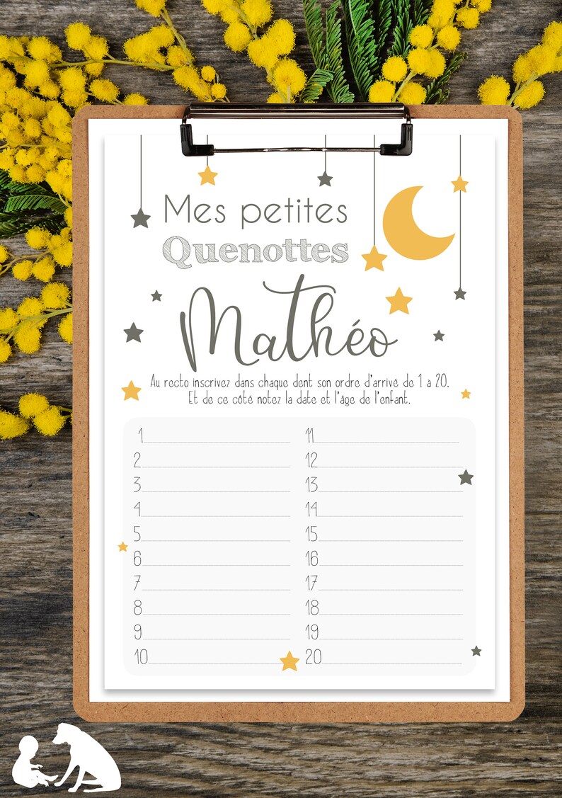 Carte quenottes / Carte dents de lait / Première dents de bébé / Carte étape image 3