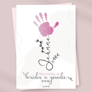 Carte empreintes / Carte cadeau / Merci nounou / Bonne fête nounou / Assistante maternelle