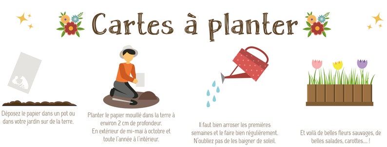 Carte graines à planter / Carte Double / Carte à semer / Papier ensemencé / Graines de fleurs / Cadeau mariage / Vive les mariés image 4